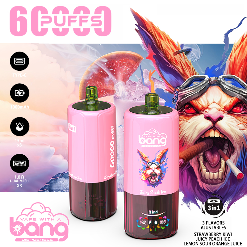 New Style Bang Triple 60000 Puffs 3-in-1 Disposable Vape 60k Triple Flavor Adjustable E Cigarette Wholesale Price