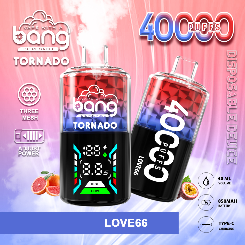 Latest Model Bang40000 Puffs Disposable E Vape 3 Mesh Coil E Vape Adjust Power Vaper Big Display Screen Cigarette Fruit Flavor